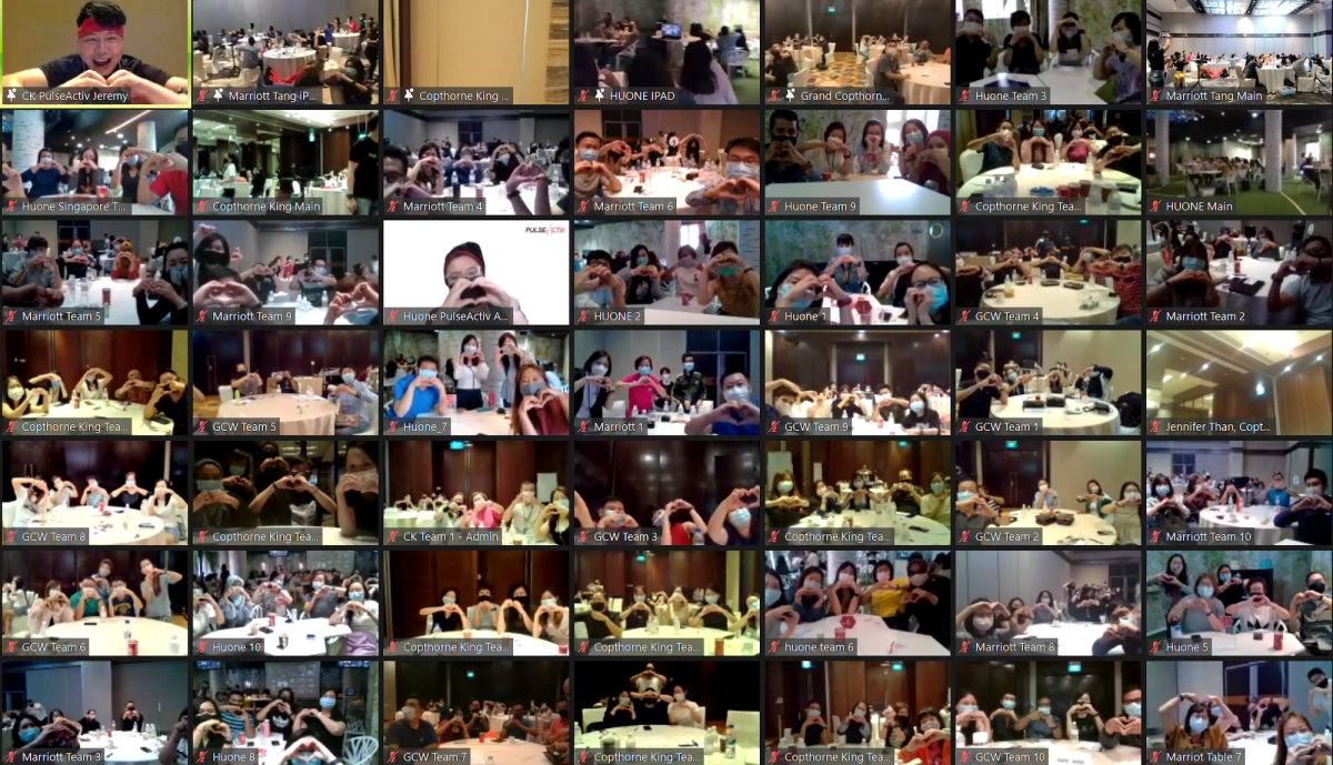 Virtual Team Building Online Interaction Group Photo Hybrid